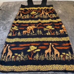 Dottie Safari‎ Animal Print Pinafore Dress Womens Medium Black Giraffe Elephant